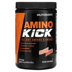 NutraBio, Amino Kick, апельсин и манго, 269 г (0,59 фунта) - описание