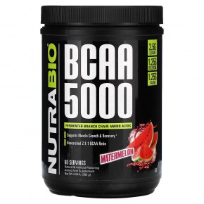NutraBio, BCAA 5000, арбуз, 380 г (0,84 фунта) - описание