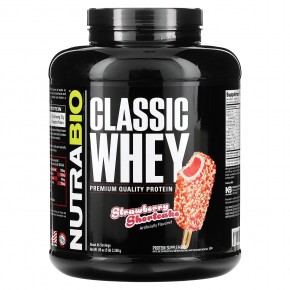 NutraBio, Classic Whey Protein, клубничное песочное печенье, 2268 г (5 фунтов) - описание