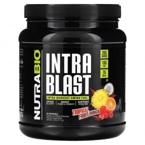 NutraBio, Intra Blast, заряд аминокислот во время тренировки, пунш из тропических фруктов, 717 г (1,6 фунта) - описание