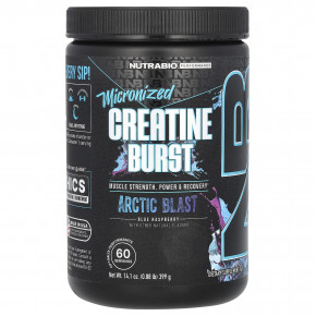 NutraBio, Micronized Creatine Burst, Arctic Blast с голубой малиной, 399 г (0,88 фунта) - описание