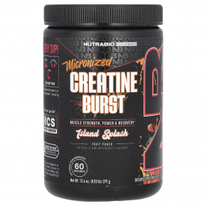 NutraBio, Micronized Creatine Burst, фруктовый пунш Island Splash, 379 г (0,83 фунта) - описание