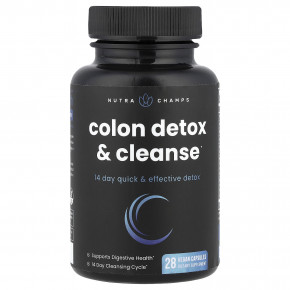 NutraChamps, Colon Detox & Cleanse, 28 веганских капсул - описание | фото
