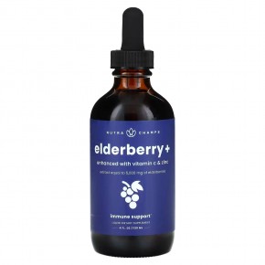 NutraChamps, Elderberry +, обогащенная витамином C и цинком, натуральные ягоды, 120 мл (4 жидк. Унции) в Москве - eco-herb.ru | фото