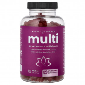NutraChamps, Multi, Perfect Women's Multi, жевательные мультивитамины для женщин, со вкусом малины, 120 жевательных витаминов в Москве - eco-herb.ru | фото