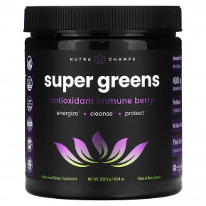 NutraChamps, Super Greens, ягоды с антиоксидантами и иммунитетом, натуральные ягоды, 253,5 г (8,94 унции) в Москве - eco-herb.ru | фото