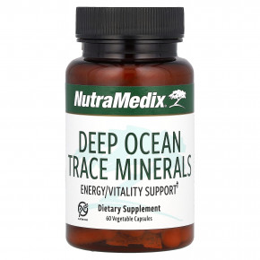 NutraMedix, Deep Ocean Trace Minerals, поддержка энергии / жизнеспособности, 60 растительных капсул (500 мг на капсулу) - описание | фото