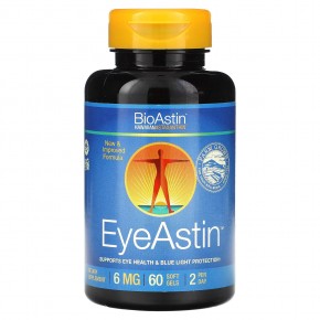 Nutrex Hawaii, BioAstin, EyeAstin, гавайский астаксантин, 6 мг, 60 мягких таблеток в Москве - eco-herb.ru | фото