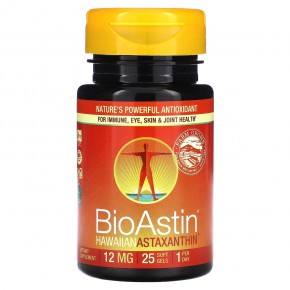 Nutrex Hawaii, BioAstin, гавайский астаксантин, 12 мг, 25 мягких таблеток - описание