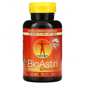 Nutrex Hawaii, BioAstin, гавайский астаксантин, 12 мг, 75 мягких таблеток - описание