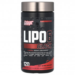 Nutrex Research, LIPO 6 Black, добавка для снижения веса, 120 капсул - описание | фото