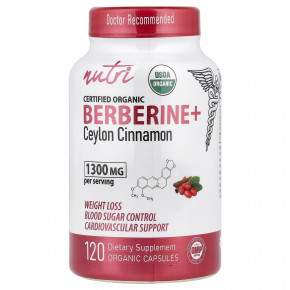 Nutri, Органический берберин + цейлонская корица, 120 органических капсул - описание | фото