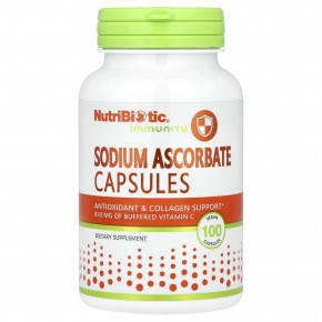 NutriBiotic, Immunity, аскорбат натрия, 100 растительных капсул - описание | фото
