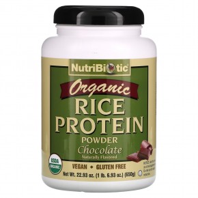 NutriBiotic, Органический необработанный рисовый белок, шоколад, 650 г (6,9 унц.) - описание