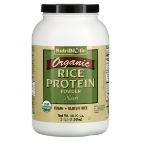 NutriBiotic, Сырой органический рисовый протеин, без добавок, 1,36 кг (3 фунта) - описание