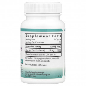 Nutricology, пиколинат цинка, 25 мг, 60 вегетарианских капсул в Москве - eco-herb.ru | фото