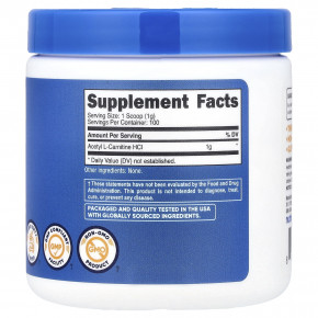 Nutricost, ацетил-L-карнитин гидрохлорид, без добавок, 100 г (3,6 унции) в Москве - eco-herb.ru | фото