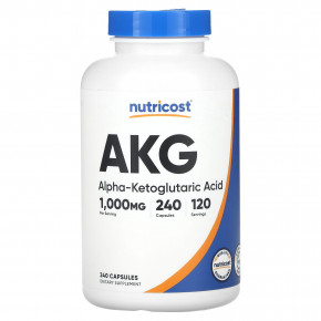 Nutricost, AKG (альфа-кетоглутаровая кислота), 1000 мг, 240 капсул (500 мг в 1 капсуле) в Москве - eco-herb.ru | фото