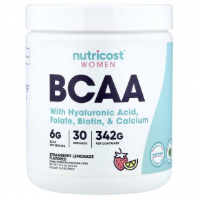 Nutricost, BCAA для женщин, со вкусом клубничного лимонада, 342 г (12,2 унции) - описание | фото