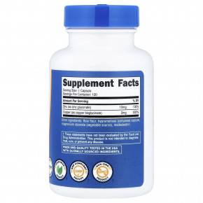 Nutricost, Цинк + медь`` 120 капсул в Москве - eco-herb.ru | фото