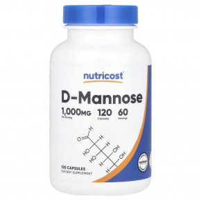 Nutricost, D-Mannose, 1,000 mg, 120 Capsules (500 mg Per Capsule) в Москве - eco-herb.ru | фото