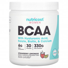 Nutricost, Для женщин, BCAA, клубничный лимонад, 330 г (11,6 унции) - описание