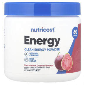 Nutricost, Energy, Clean Energy в порошке, маракуйя и гуава, 300 г (10,7 унции) - описание