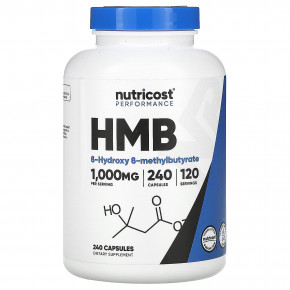 Nutricost, HMB, B-гидрокси-B-метилбутират, 240 капсул (500 мг в 1 капсуле) - описание | фото