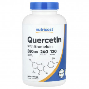 Nutricost, кверцетин с бромелаином, 880 мг, 240 капсул (440 мг в 1 капсуле) - описание | фото