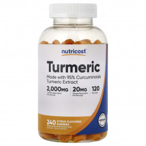 Nutricost, Куркума, со вкусом цитрусов, 240 жевательных мармеладок - описание