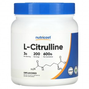 Nutricost, L-цитруллин, без добавок, 600 г (21,2 унции) - описание