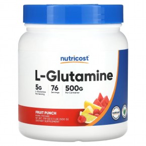 Nutricost, L-глютамин, фруктовый пунш, 500 г (17,9 унции) - описание