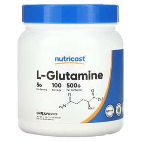Nutricost, L-глютамин, без добавок, 500 г (17,6 унции) - описание