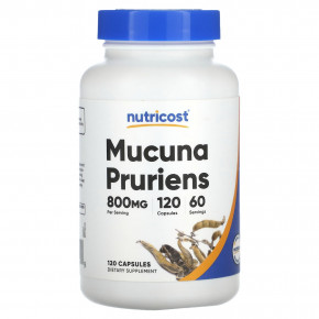 Nutricost, Mucuna Pruriens, 120 капсул (400 мг на капсулу) - описание | фото