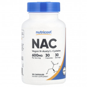 Nutricost, NAC, 600 мг, 30 капсул - описание