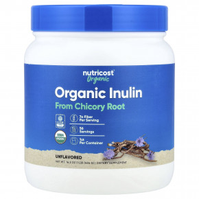 Nutricost, органический инулин в порошке, без вкусовых добавок, 454 г (16,2 унции) - описание | фото