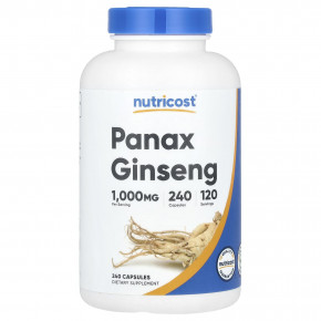 Nutricost, Panax Ginseng, 240 Capsules (500 mg per Capsule) - описание | фото