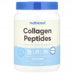 Nutricost, Пептиды коллагена, без добавок, 454 г (16,2 унции) - подробнее Nutricost, Пептиды коллагена, без добавок, 454 г (16,2 унции) - описание
