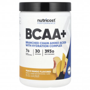 Nutricost, Performance, BCAA +, персик и манго, 393 г (14 унций) - описание | фото