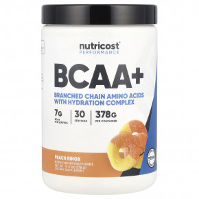 Nutricost, Performance, BCAA +, персиковые кольца, 378 г (13,5 унции) - описание | фото