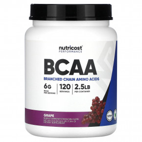 Nutricost, Performance, BCAA, со вкусом винограда, 1164 г (2,5 фунта) - описание