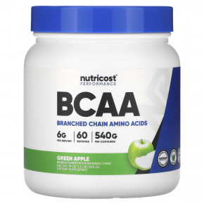 Nutricost, Performance, BCAA, со вкусом зеленого яблока, 540 г (1,2 фунта) - описание