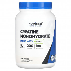 Nutricost, Performance, моногидрат креатина, на основе Creapure®, без добавок, 1 кг (35,3 унции) - описание