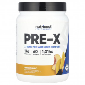 Nutricost, Performance, PRE, предтренировочный комплекс, персик и манго, 900 г (1,98 фунта) - описание