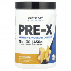Nutricost, Performance, Pre-X, предтренировочный комплекс Xtreme, персик и манго, 450 г (1 фунт) - подробнее Nutricost, Performance, Pre-X, предтренировочный комплекс Xtreme, персик и манго, 450 г (1 фунт) - описание
