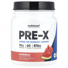 Nutricost, Performance, PRE-X, предтренировочный комплекс Xtreme, со вкусом арбуза, 876 г (1,9 фунта) в Москве - eco-herb.ru | изображение Nutricost, Performance, PRE-X, предтренировочный комплекс Xtreme, со вкусом арбуза, 876 г (1,9 фунта) в Москве - eco-herb.ru | фото
