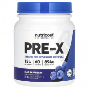 Nutricost, Performance, PRE-X, предтренировочный комплекс Xtreme, со вкусом голубой малины, 894 г (2 фунта) в Москве - eco-herb.ru | фото