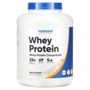 Nutricost, Концентрат сывороточного протеина, без добавок, 2268 г (5 фунтов) в Москве - eco-herb.ru | фото
