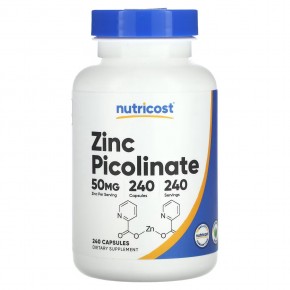 Nutricost, Zinc Picolinate, 50 mg, 240 Capsules в Москве - eco-herb.ru | фото