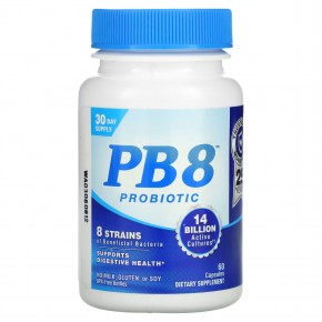 Nutrition Now, PB 8, пробиотик, 14 млрд, 60 капсул (7 млрд в 1 капсуле) - описание